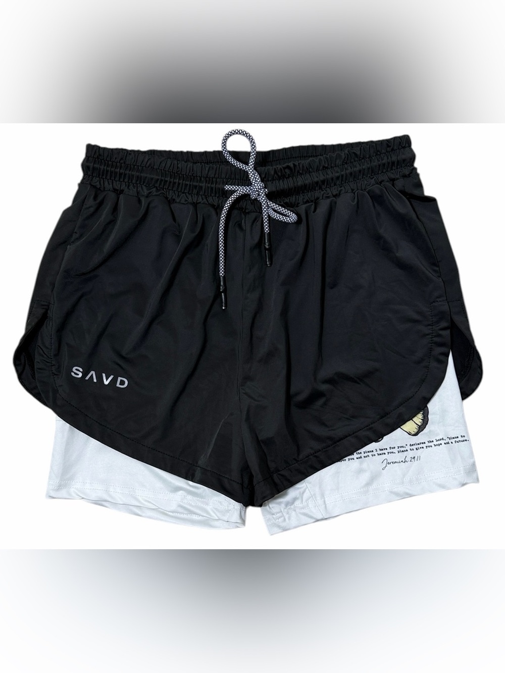 SAVD Women’s Black Jeremiah 29:11 Plans For You Athletic Shorts-Small